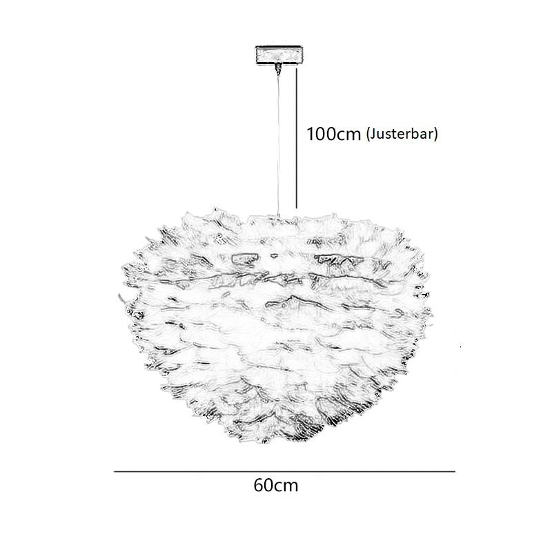Lufira pink pendellampe 60 cm – mål skitse