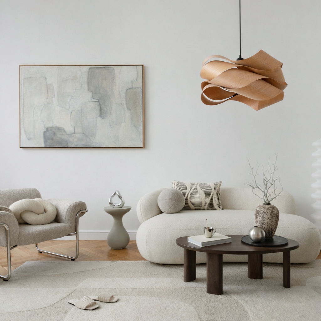 Pendel i træ Aura Twist minimalistisk design