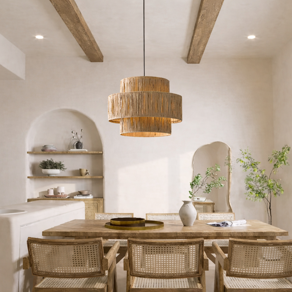 Samoa pendellampe i nordisk spiseplads