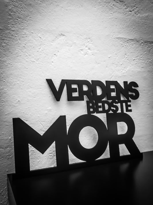 Verdens bedste mor - Sortlakeret 34x20cm