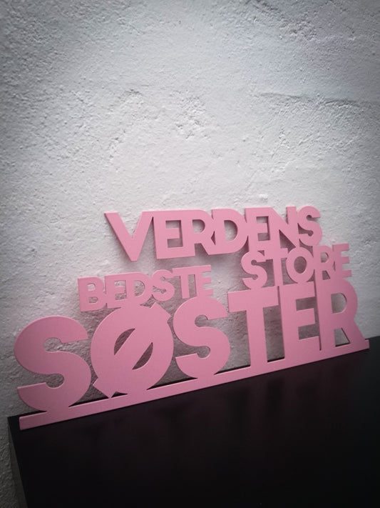 World's best big sister - Pink lacquered 42x18.5cm