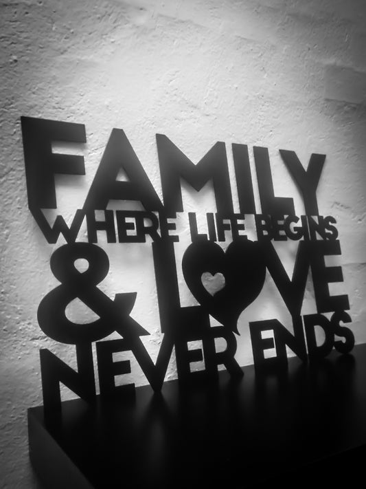Family where life begins &amp; love never ends - Black lacquered